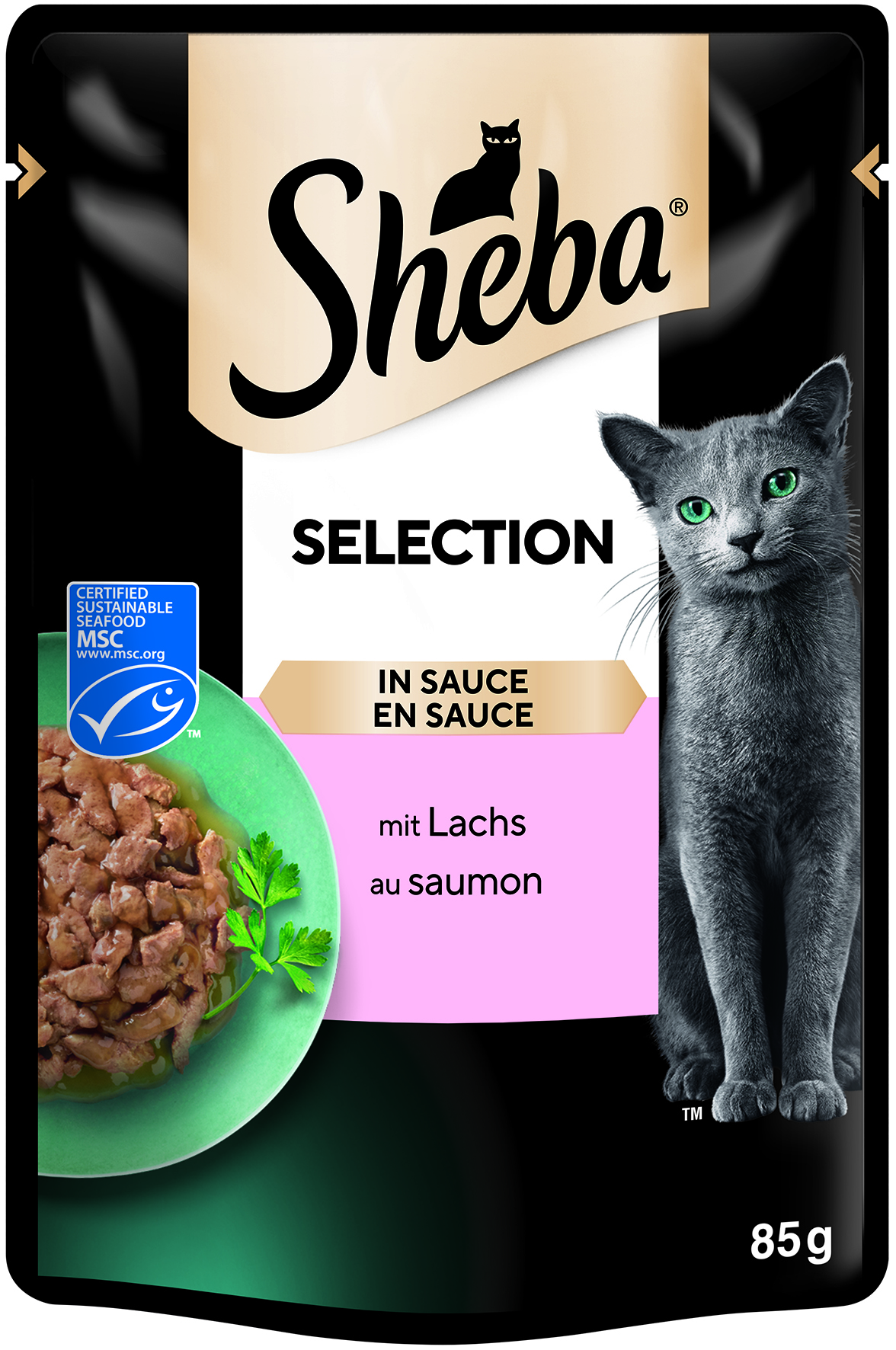 Selection in Sauce mit Lachs