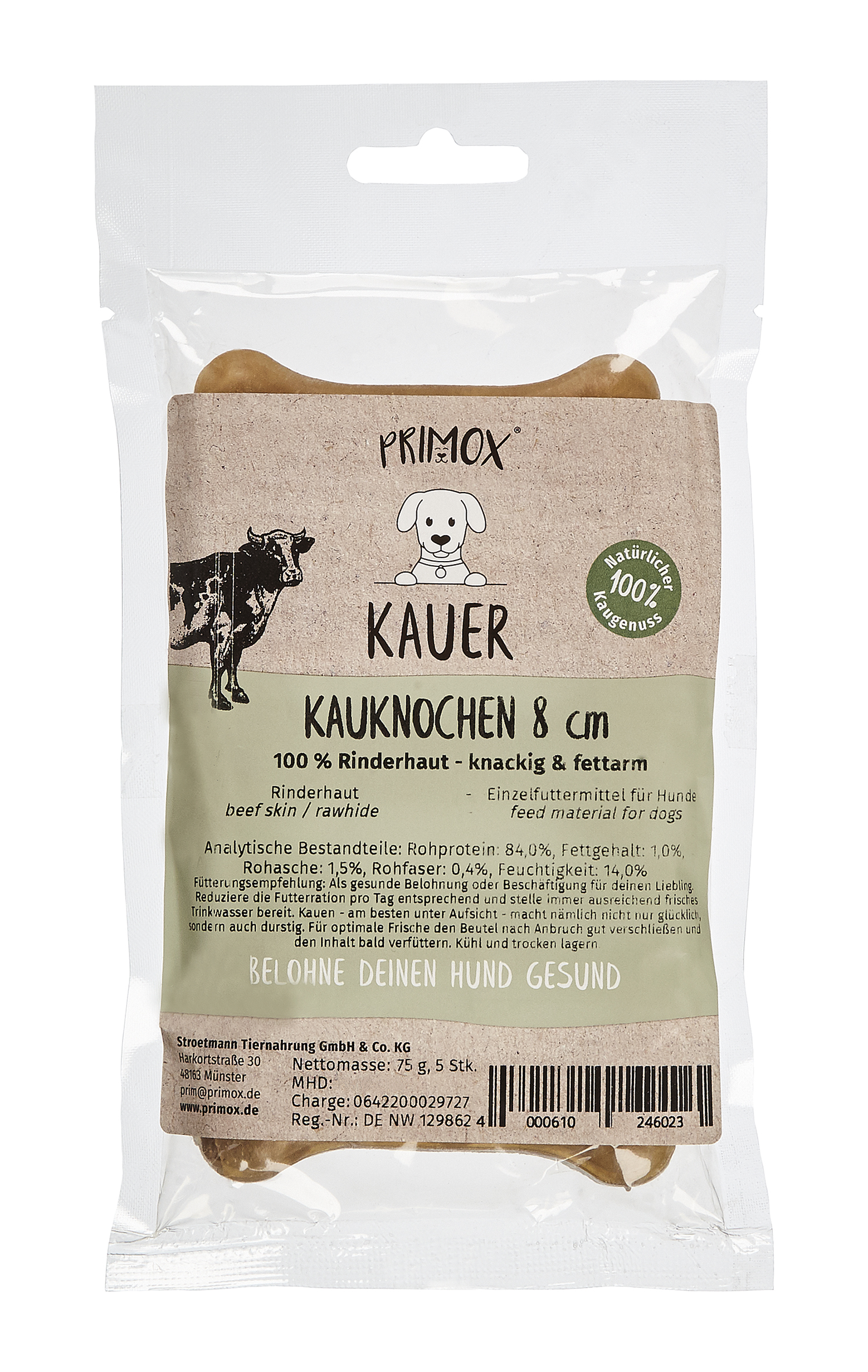 Primox - Kauknochen 8cm 75g - 1 x 75 g - 1