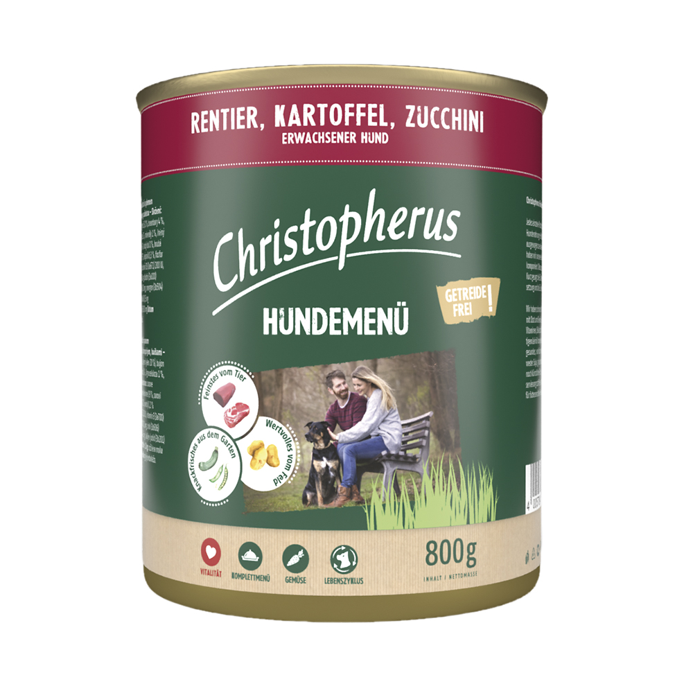 Hundemenü mit Rentier, Kartoffel & Zucchini