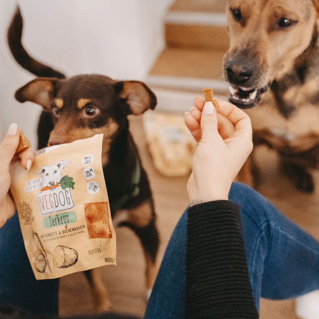 Vegdog - Jerkeys mit Karotte & Buchenrauch - 9 x 80g - 3
