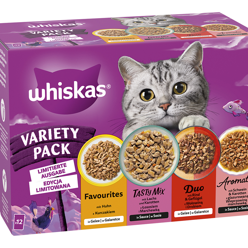 Multipack Variety Pack 4 Varietäten Huhn, Schwein & Karotten, Lachs & Karotten,