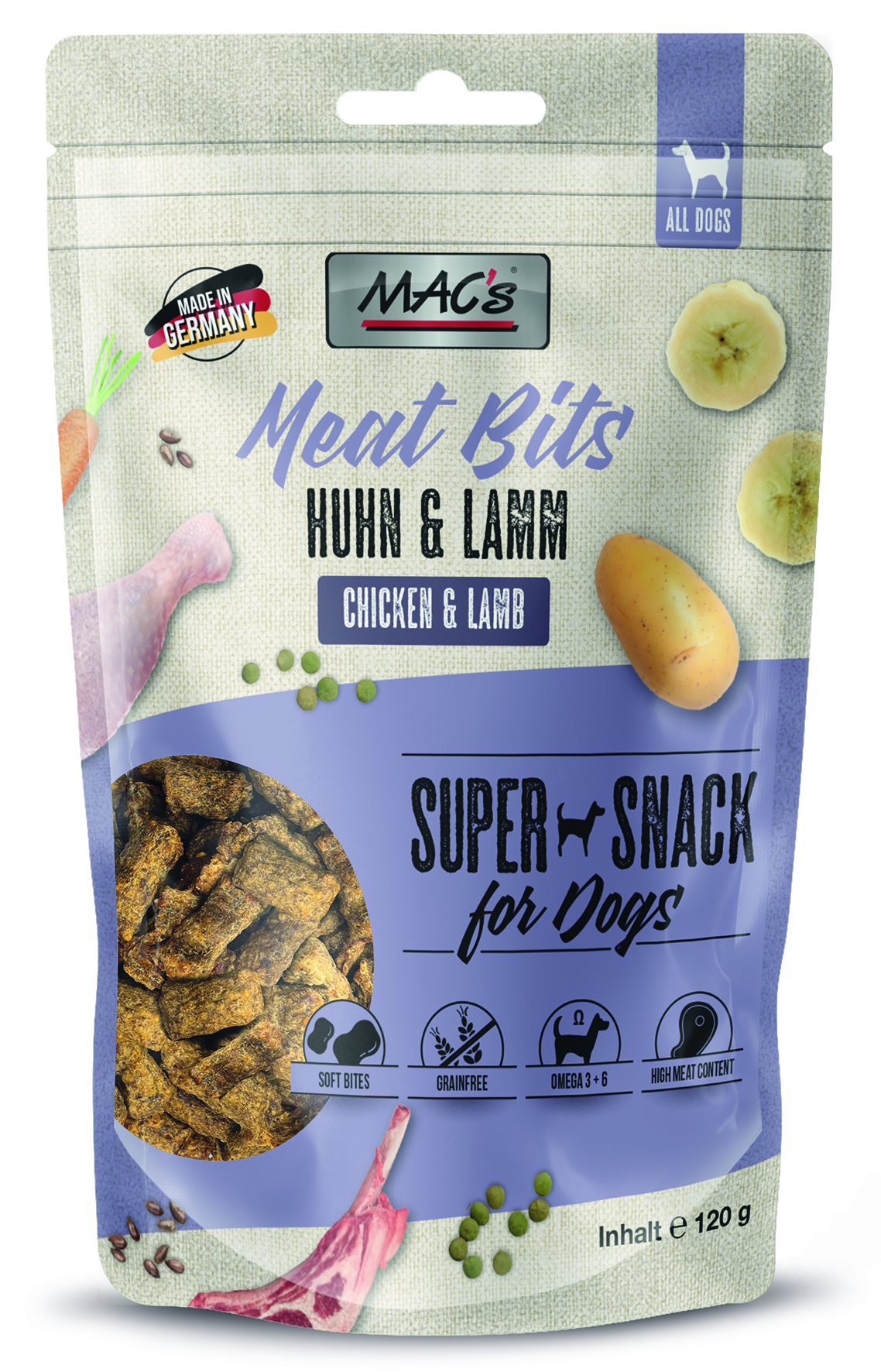 MAC´s - DOG Meat Bits Huhn & Lamm - 1 x 120 g - 1