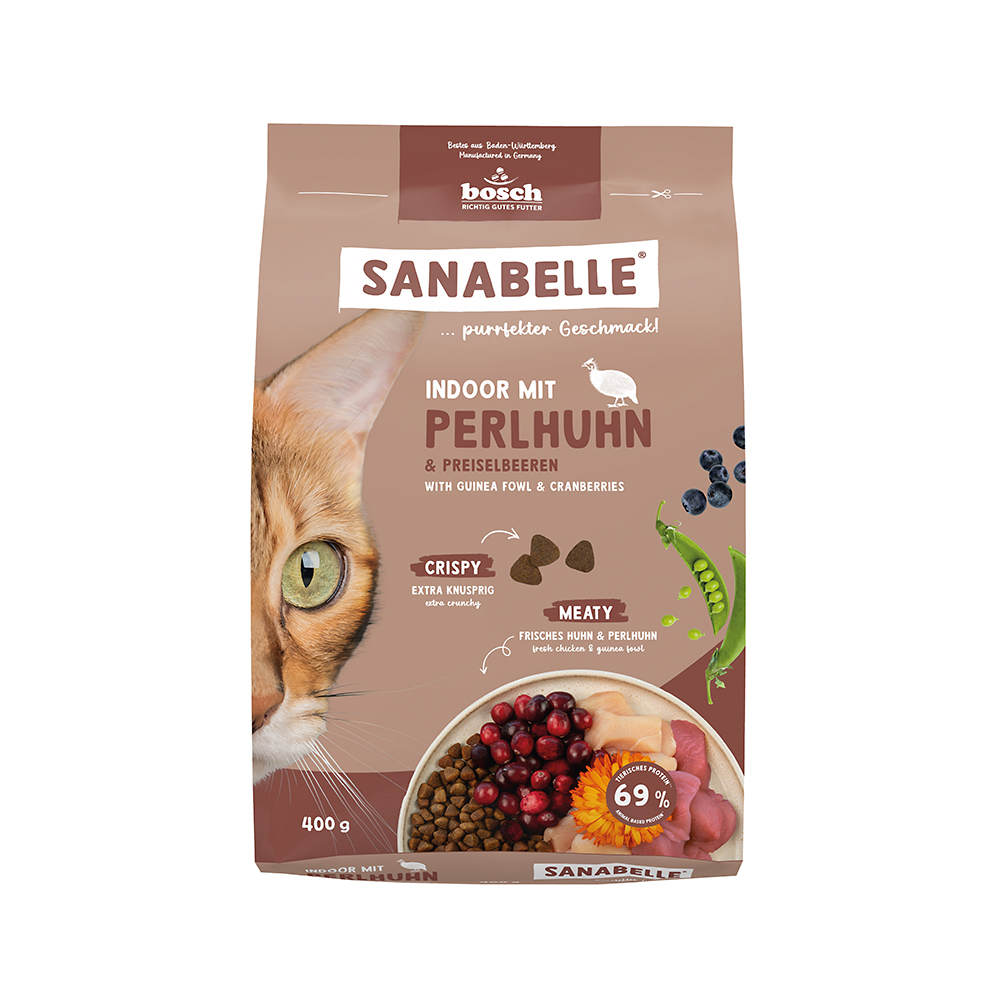 Sanabelle - Indoor mit Perlhuhn - 6 x 400 g - 1