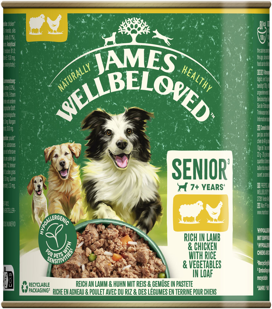 James Wellbeloved - Senior Reich an Lamm & Huhn mit Reis & Gemüse in Pastete - 6 x 800g - 2