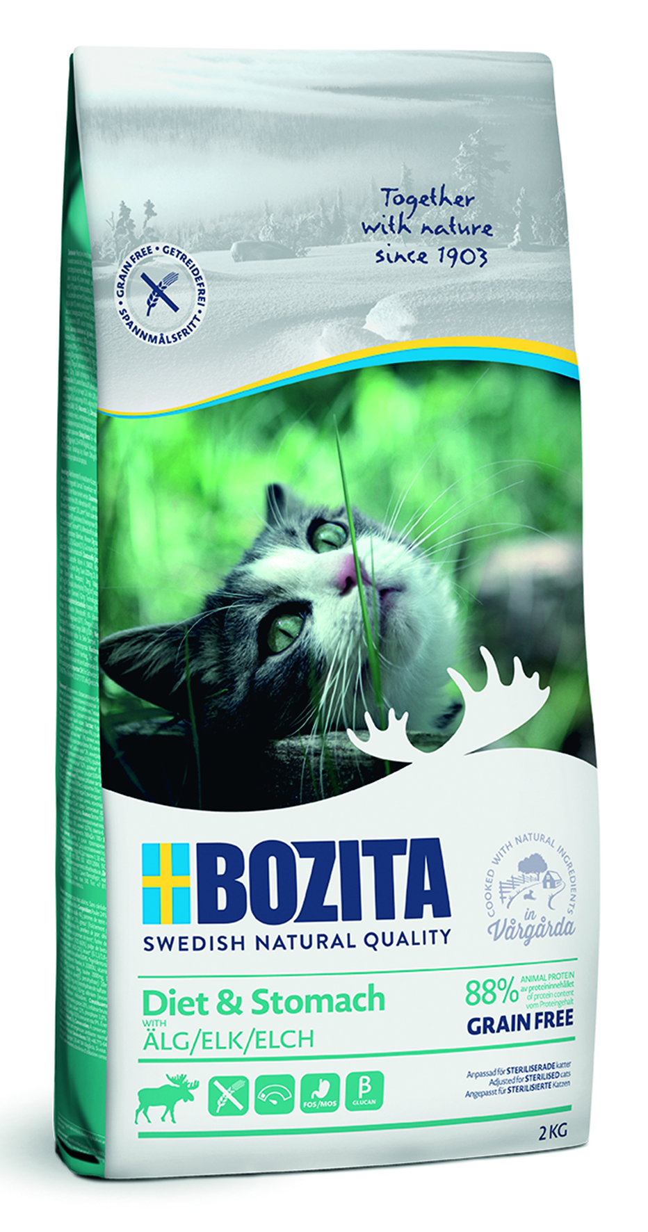 Bozita - Feline Diet & Stomach GF Elk - 1 x 2 kg - 1