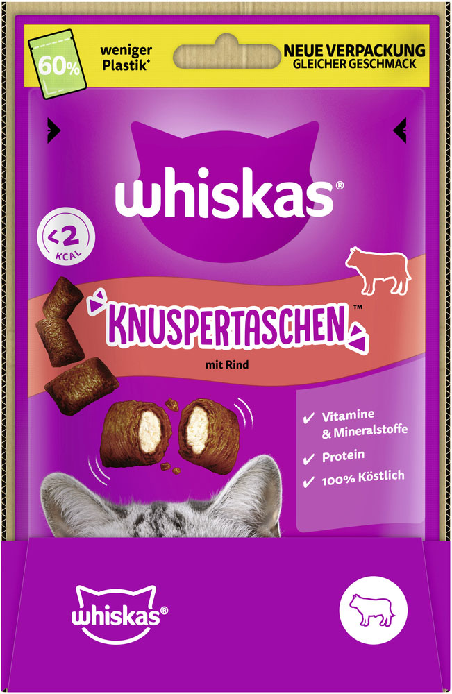 Whiskas - Knuspertaschen Rind - 1 x 60g - 3