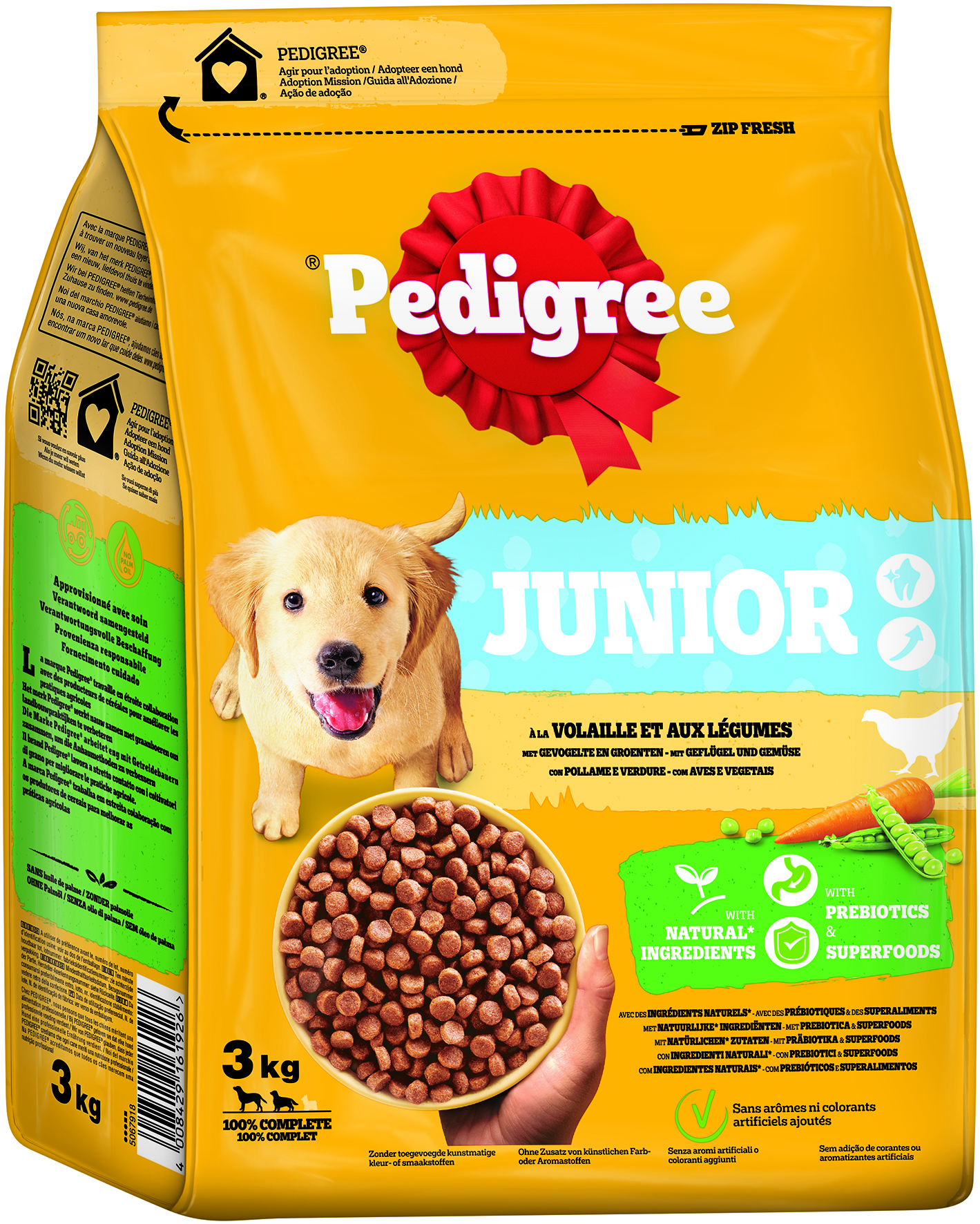 Pedigree - Junior Gelfügel + Gemüse - 1 x 3 kg - 1