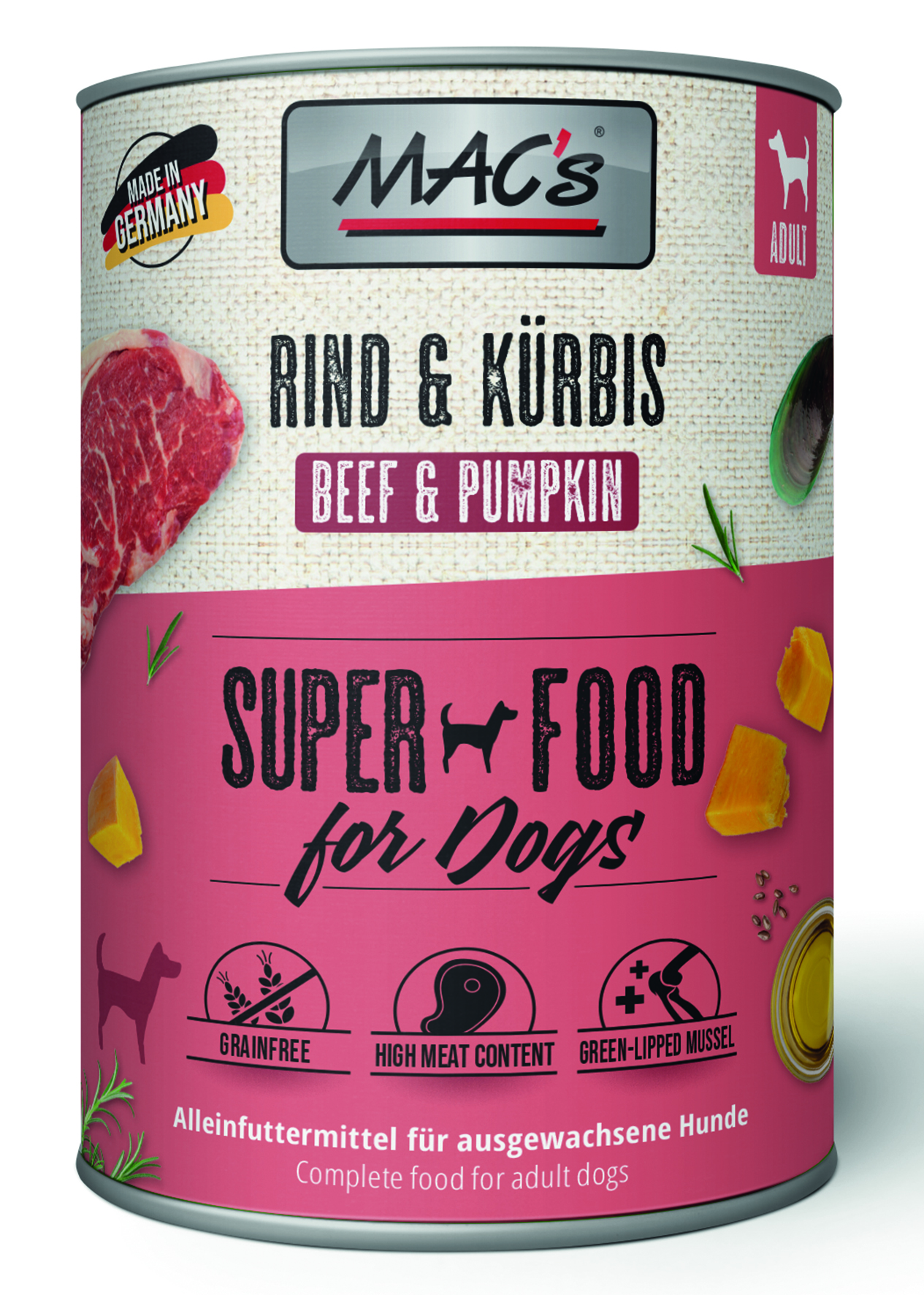 MAC´s - DOG Rind & Kürbis - 6 x 400 g - 1