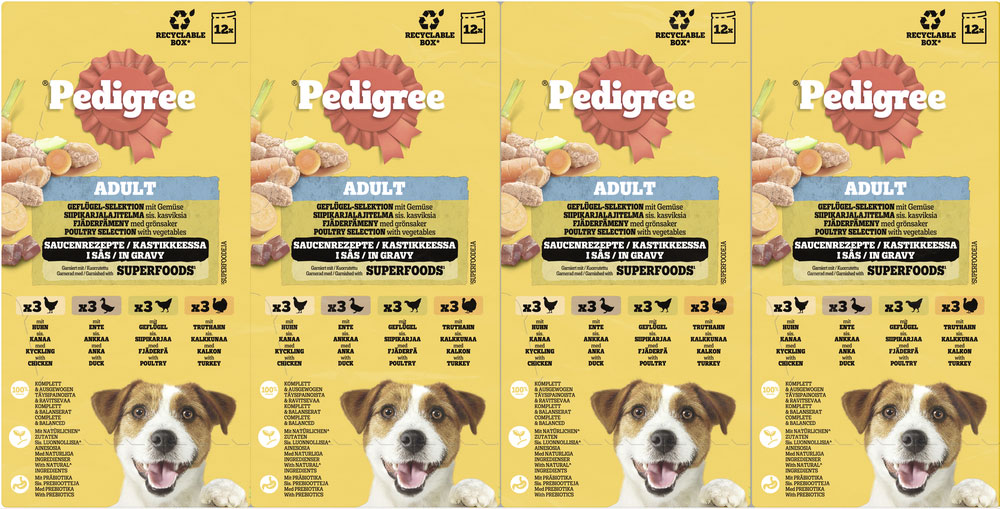 Pedigree - Multipack 4x Geflügel in Sauce - 4 x 12X100g - 6