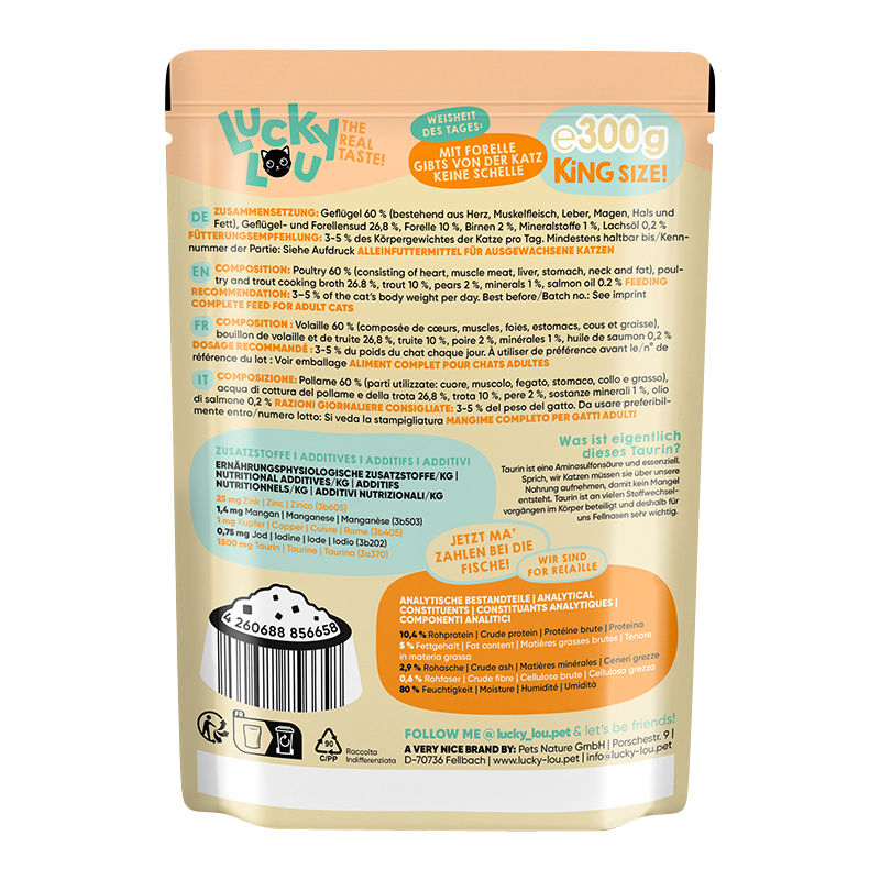 Lucky Lou - Adult Geflügel & Forelle - 6 x 300 g - 2