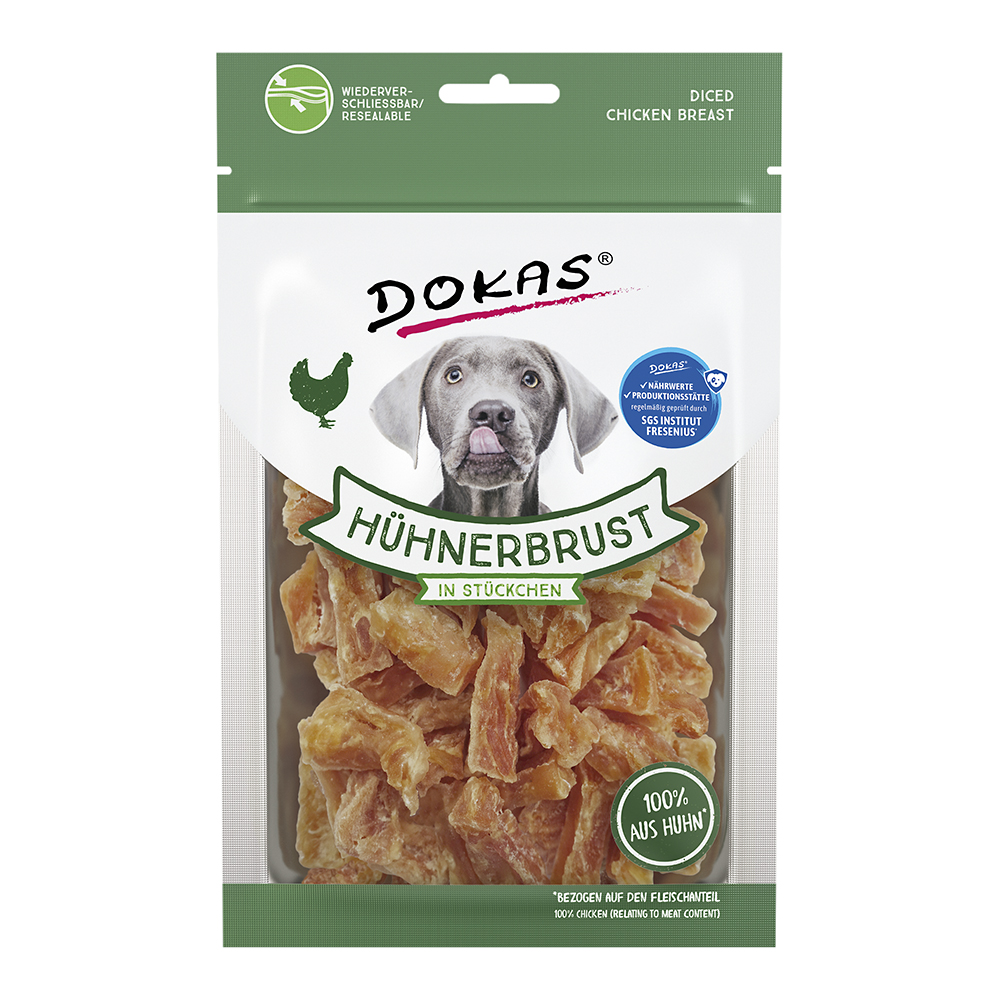 Dokas - Hühnerbrust in Stückchen - 1 x 70 g - 1
