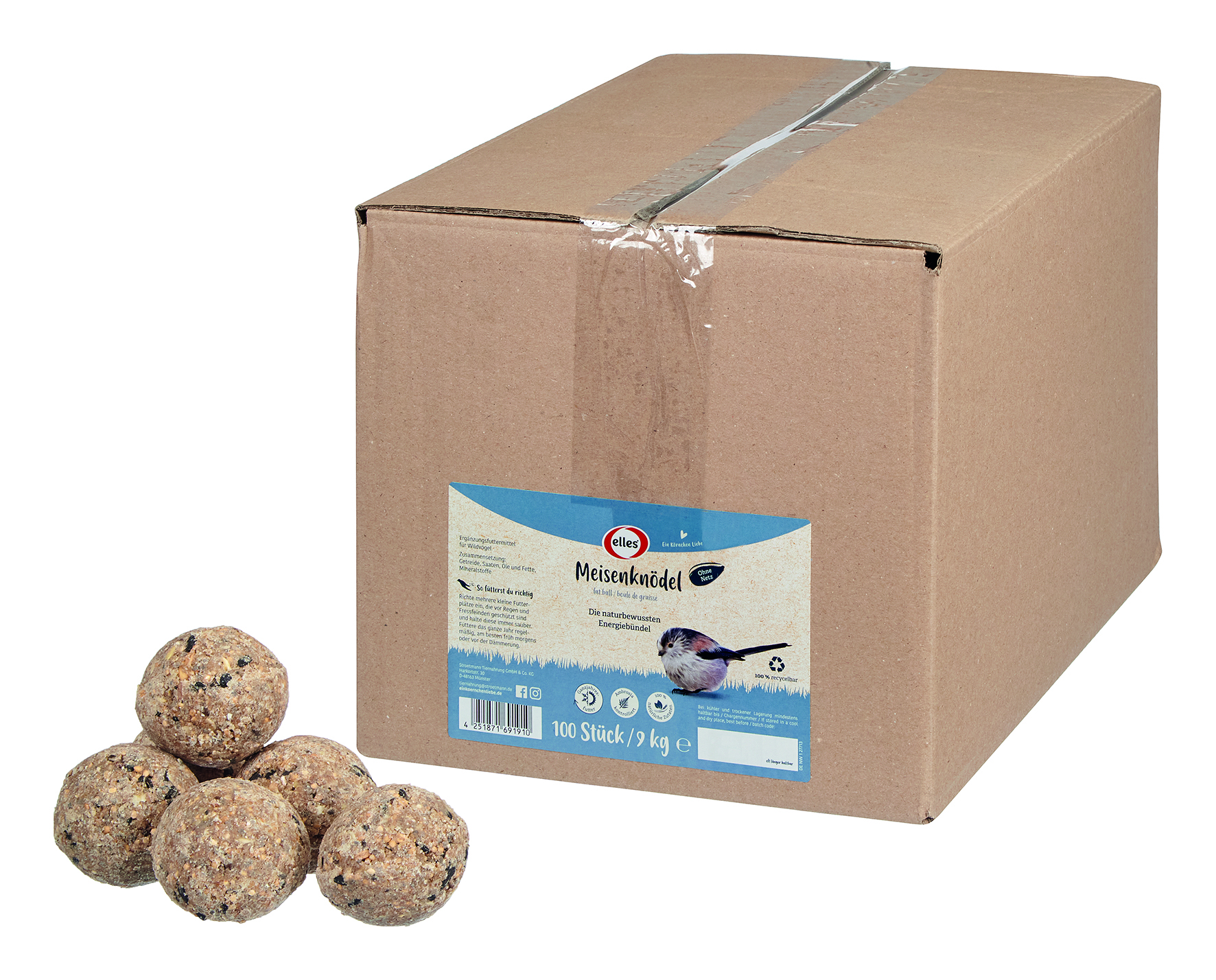 elles - Meisenknödel ohne Netz 100er Karton - 1 x 9 kg - 2