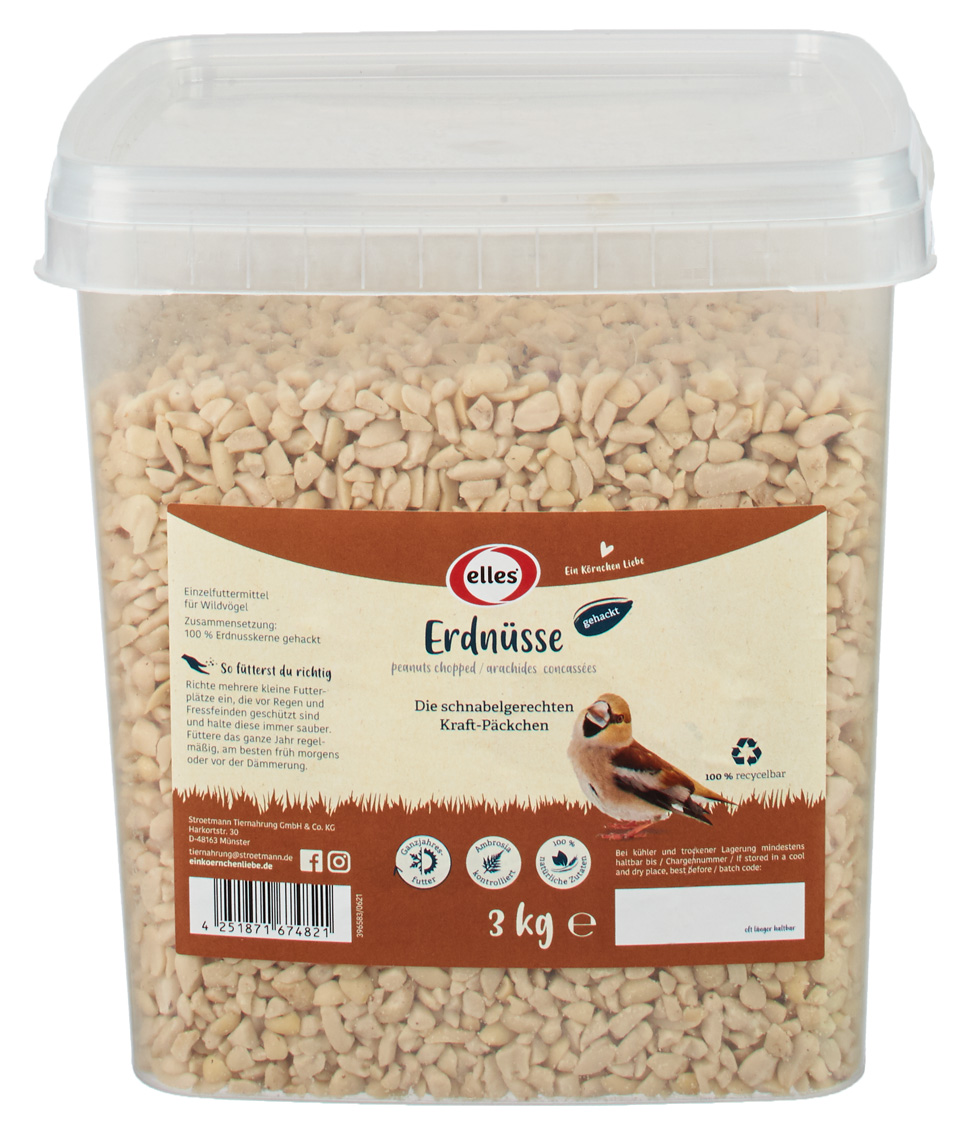 elles - Erdnüsse gehackt 3kg Eimer - 1 x 3,0kg - 1