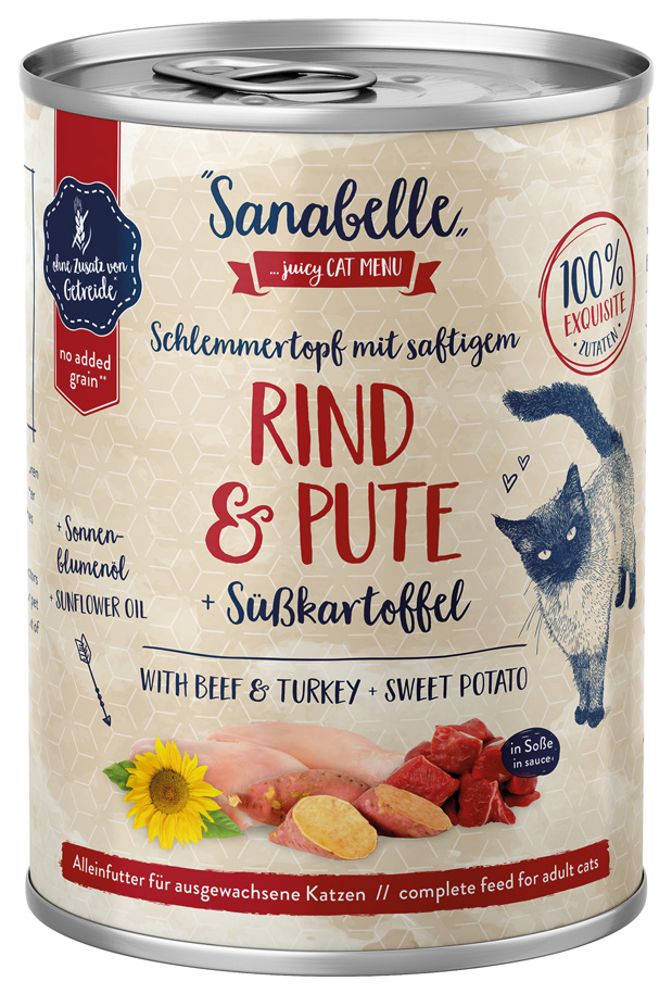 Sanabelle - Rind & Pute mit Süßkartoffeln - 6 x 380 g - 1