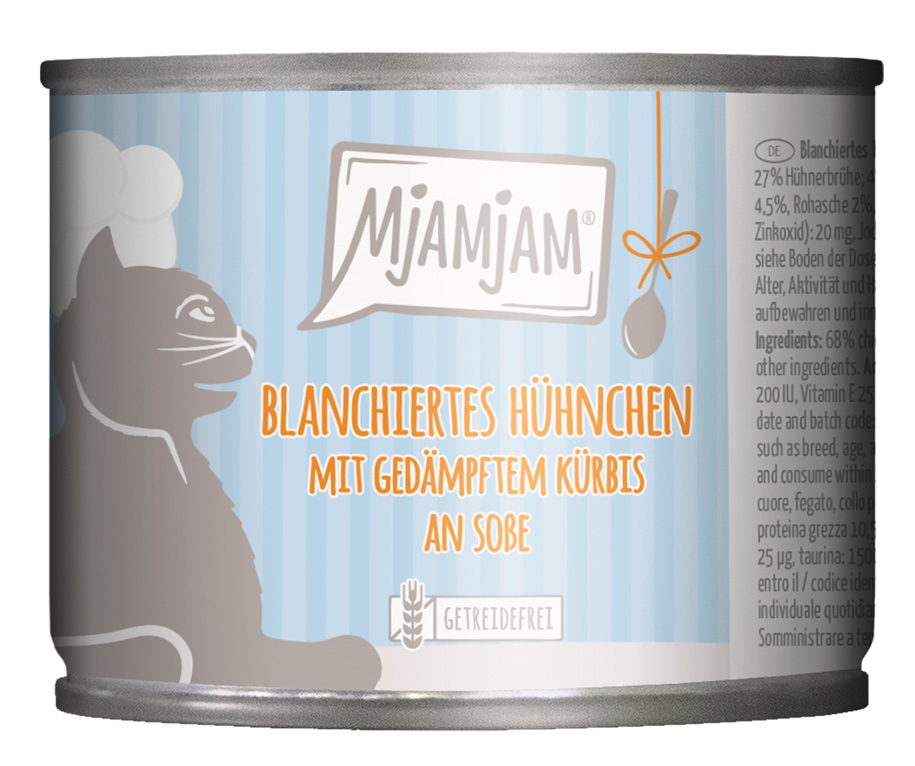 blanchiertes Hühnchen mit gedämpftem Kürbis an Soße